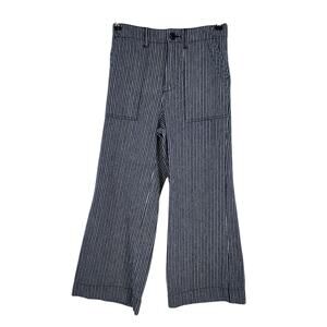 The Great. High Rise The General Blue White Striped Crop Wide Leg Pants Size 25